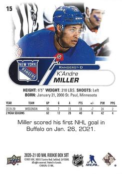 2020-21 Upper Deck NHL Star Rookies Box Set #15 K'Andre Miller Back