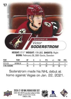 2020-21 Upper Deck NHL Star Rookies Box Set #17 Victor Soderstrom Back