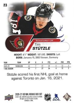 2020-21 Upper Deck NHL Star Rookies Box Set #23 Tim Stutzle Back