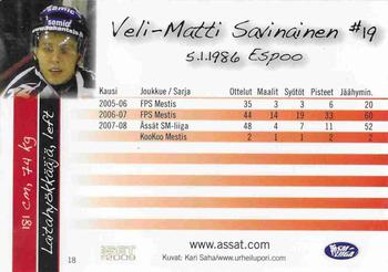 2008-09 Porin Assat Pelaajakortit #18 Veli-Matti Savinainen Back
