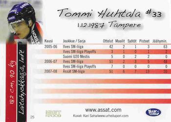 2008-09 Porin Assat Pelaajakortit #25 Tommi Huhtala Back