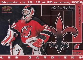 2002 Pacific Montreal International Les Gardiens (October 2002) - Gold #6 Martin Brodeur Front