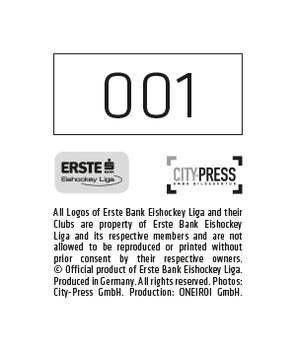 2015-16 Playercards Stickers (EBEL) #001 Erste Bank Eishockey Liga Logo Back