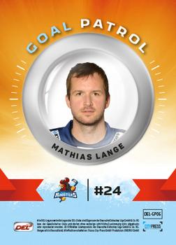 2016-17 German DEL Playercards Premium - Goal Patrol #DEL-GP06 Mathias Lange Back