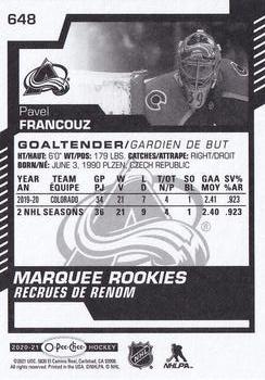 2020-21 Upper Deck - 2020-21 O-Pee-Chee Update #648 Pavel Francouz Back