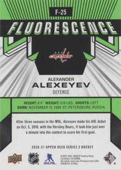 2020-21 Upper Deck - Fluorescence Green #F-25 Alexander Alexeyev Back