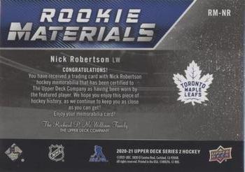 2020-21 Upper Deck - Rookie Materials #RM-NR Nick Robertson Back