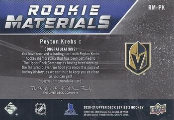 2020-21 Upper Deck - Rookie Materials #RM-PK Peyton Krebs Back
