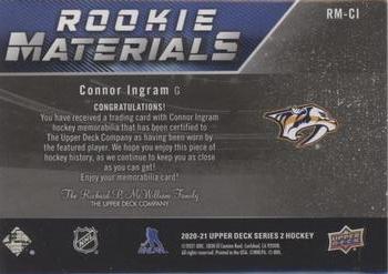 2020-21 Upper Deck - Rookie Materials Patch #RM-CI Connor Ingram Back