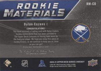 2020-21 Upper Deck - Rookie Materials Patch #RM-CO Dylan Cozens Back