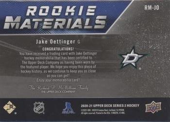 2020-21 Upper Deck - Rookie Materials Patch #RM-JO Jake Oettinger Back