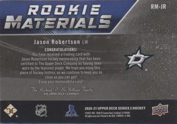 2020-21 Upper Deck - Rookie Materials Patch #RM-JR Jason Robertson Back
