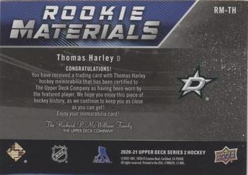 2020-21 Upper Deck - Rookie Materials Patch #RM-TH Thomas Harley Back