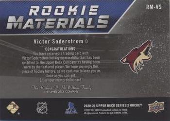 2020-21 Upper Deck - Rookie Materials Patch #RM-VS Victor Soderstrom Back