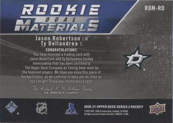 2020-21 Upper Deck - Rookie Dual Materials #RDM-RD Jason Robertson / Ty Dellandrea Back