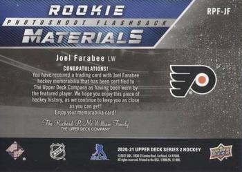 2020-21 Upper Deck - Rookie Photoshoot Flashback Materials #RPF-JF Joel Farabee Back