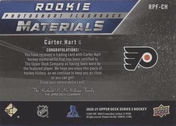 2020-21 Upper Deck - Rookie Photoshoot Flashback Materials Patch #RPF-CH Carter Hart Back