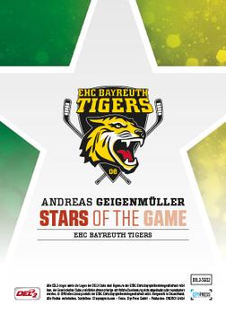 2016-17 Playercards (DEL2) - Stars of the Game #SG02 Andreas Geigenmuller Back