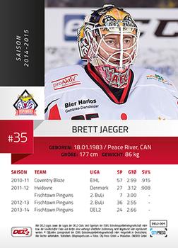 2014-15 Playercards (DEL2) #DEL2-001 Brett Jaeger Back