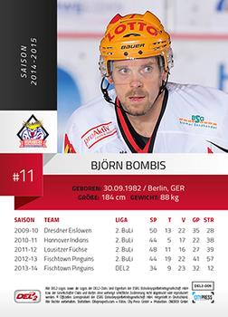 2014-15 Playercards (DEL2) #DEL2-005 Björn Bombis Back