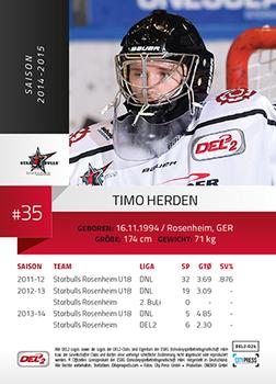 2014-15 Playercards (DEL2) #DEL2-024 Timo Herden Back