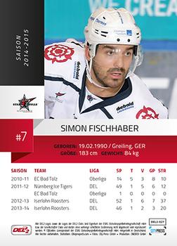 2014-15 Playercards (DEL2) #DEL2-027 Simon Fischhaber Back