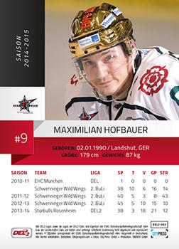 2014-15 Playercards (DEL2) #DEL2-032 Maximilian Hofbauer Back