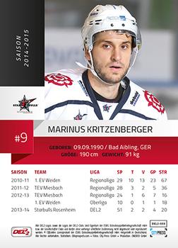 2014-15 Playercards (DEL2) #DEL2-033 Marinus Kritzenberger Back