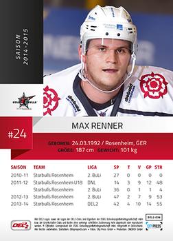 2014-15 Playercards (DEL2) #DEL2-036 Max Renner Back