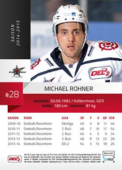 2014-15 Playercards (DEL2) #DEL2-037 Michael Rohner Back