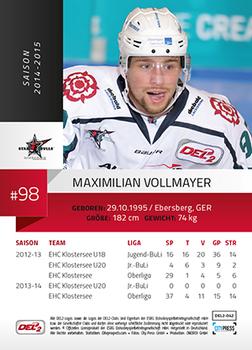 2014-15 Playercards (DEL2) #DEL2-042 Maximilian Vollmayer Back