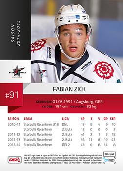 2014-15 Playercards (DEL2) #DEL2-043 Fabian Zick Back