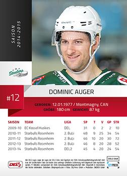 2014-15 Playercards (DEL2) #DEL2-048 Dominic Auger Back