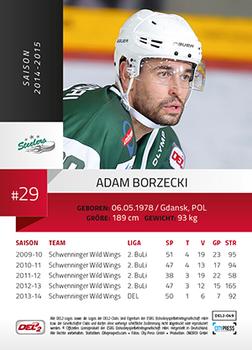 2014-15 Playercards (DEL2) #DEL2-049 Adam Borzecki Back