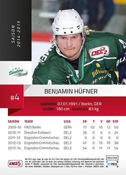 2014-15 Playercards (DEL2) #DEL2-053 Benjamin Hüfner Back