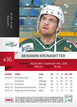 2014-15 Playercards (DEL2) #DEL2-056 Benjamin Kronawitter Back