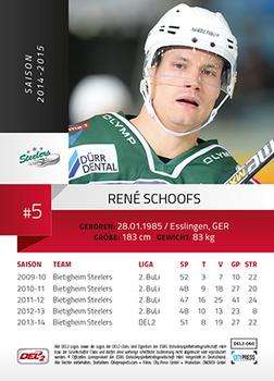 2014-15 Playercards (DEL2) #DEL2-060 Rene Schoofs Back