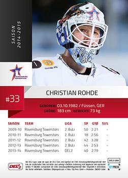 2014-15 Playercards (DEL2) #DEL2-066 Christian Rohde Back