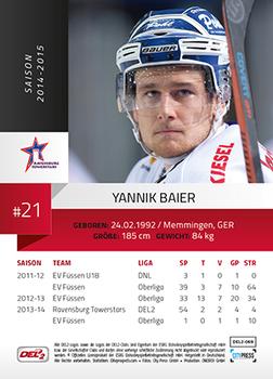 2014-15 Playercards (DEL2) #DEL2-069 Yannik Baier Back