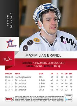 2014-15 Playercards (DEL2) #DEL2-071 Maximilian Brandl Back