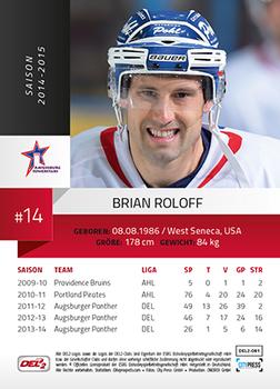 2014-15 Playercards (DEL2) #DEL2-081 Brian Roloff Back