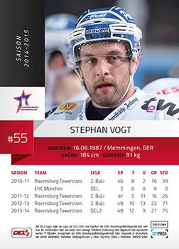 2014-15 Playercards (DEL2) #DEL2-085 Stephan Vogt Back