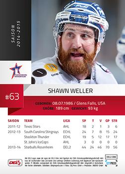 2014-15 Playercards (DEL2) #DEL2-086 Shawn Weller Back