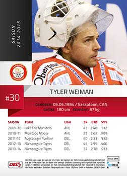 2014-15 Playercards (DEL2) #DEL2-088 Tyler Weiman Back
