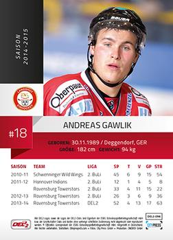 2014-15 Playercards (DEL2) #DEL2-096 Andreas Gawlik Back