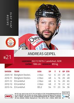 2014-15 Playercards (DEL2) #DEL2-097 Andreas Geipel Back