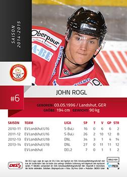 2014-15 Playercards (DEL2) #DEL2-101 John Rogl Back