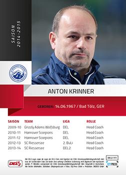 2014-15 Playercards (DEL2) #DEL2-111 Anton Krinner Back