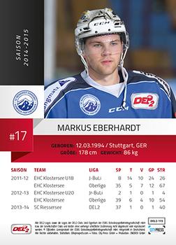 2014-15 Playercards (DEL2) #DEL2-115 Markus Eberhardt Back