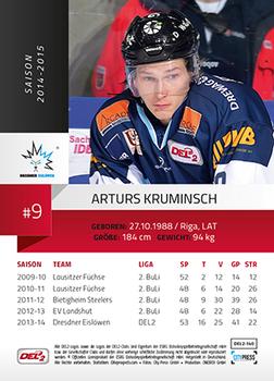 2014-15 Playercards (DEL2) #DEL2-140 Arturs Kruminsch Back